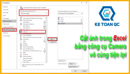 Cắt ảnh trong Excel bằng công cụ Camera vô cùng tiện lợi