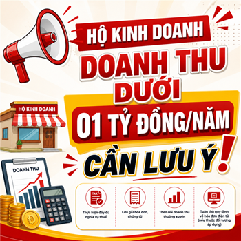 📢 HỘ KINH DOANH DOANH THU DƯỚI 01 TỶ ĐỒNG/NĂM CẦN LƯU Ý!